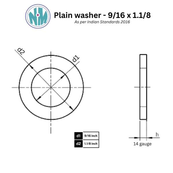 14 Gauge, Plain Washer size drawing