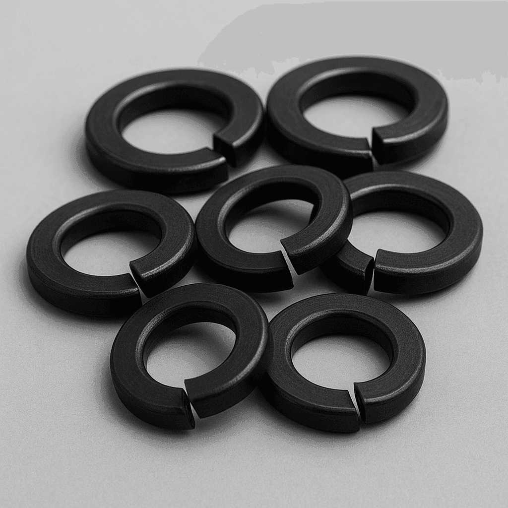 High tension heavy duty spring washers for vibration control in industrial machinery. Best washers manufacturer in India, disc spring washers