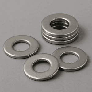 Stainless steel flat washers used in industrial machinery for corrosion resistance and load distribution. Best washers manufacturer in India