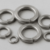 Stainless steel spring washers with anti-vibration and corrosion resistant features for industrial use. High-performance spring lock washers for vibration control in machinery, spring steel washers for heavy-duty machinery and load-bearing use