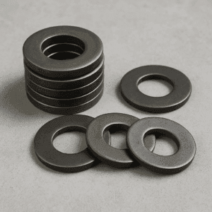 Stack of heavy duty washers used for structural fastening and high load applications, best washers manufacturer in India, heavy-duty flat washers for machinery use, heavy-duty flat washers for high-stress applications washers
