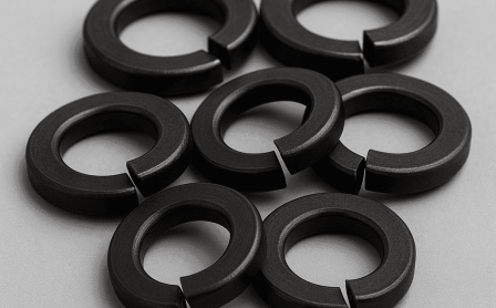 High tension heavy duty spring washers for vibration control in industrial machinery. Best washers manufacturer in India, disc spring washers