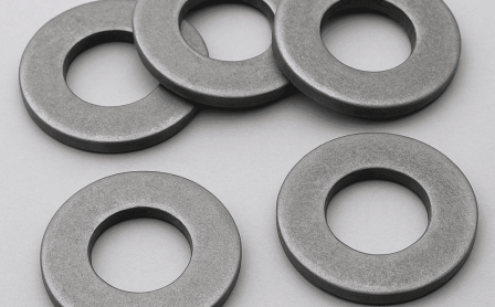 Mild steel plain washers for industrial punched fastener applications. Mild steel flat washers for industrial fastening and heavy load distribution.